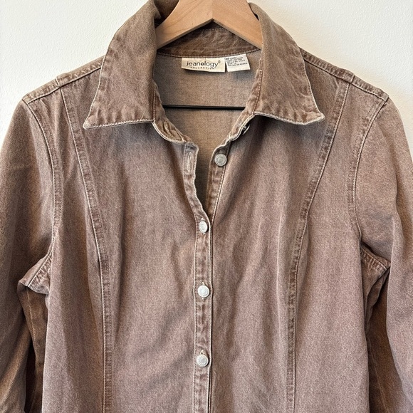 Vintage Jeanology Brown Denim Trench-Style Maxi Dress (Size 14) - Picture 3 of 7